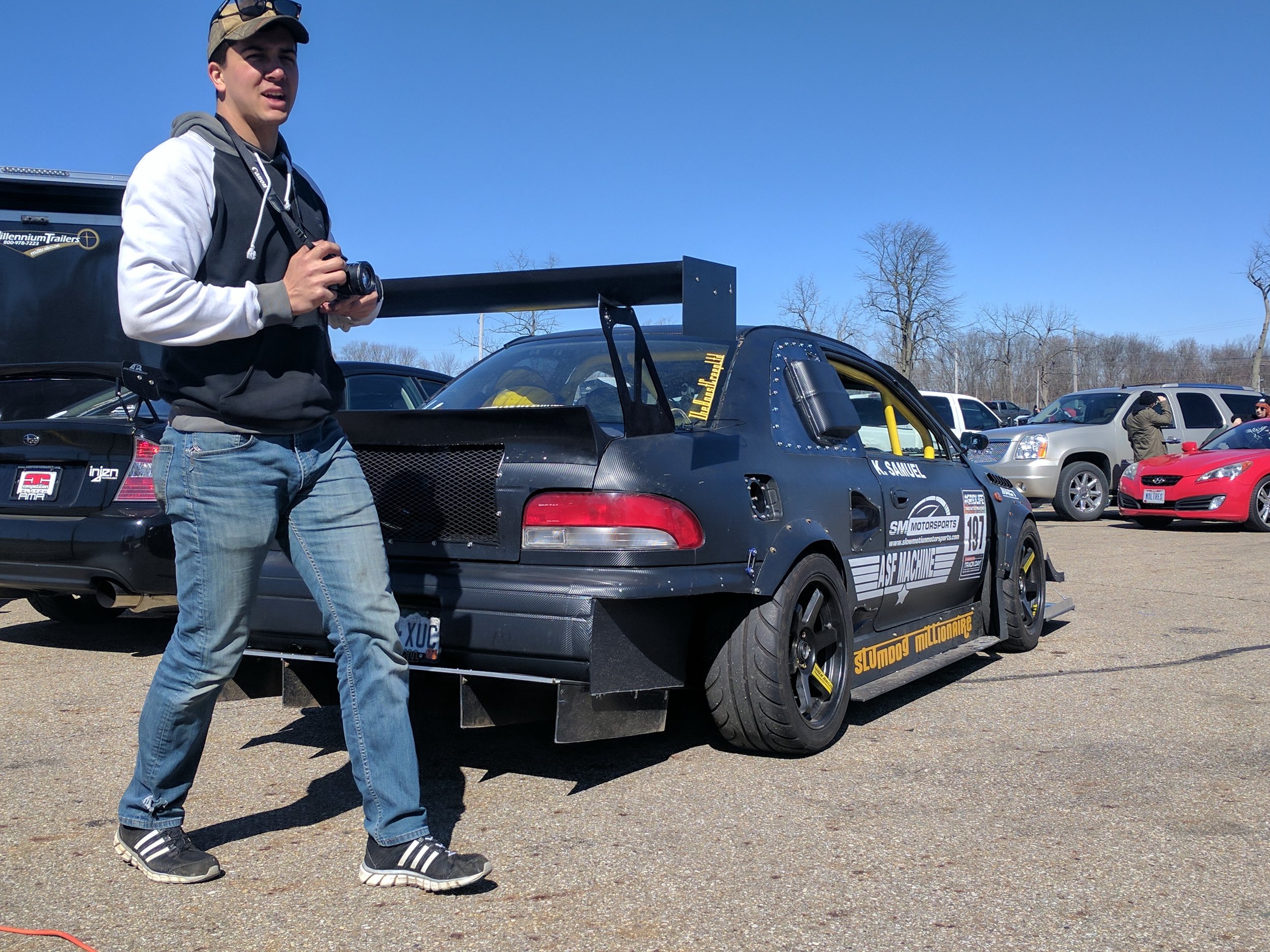 Grant having fun taking pictures instead of wrenching!