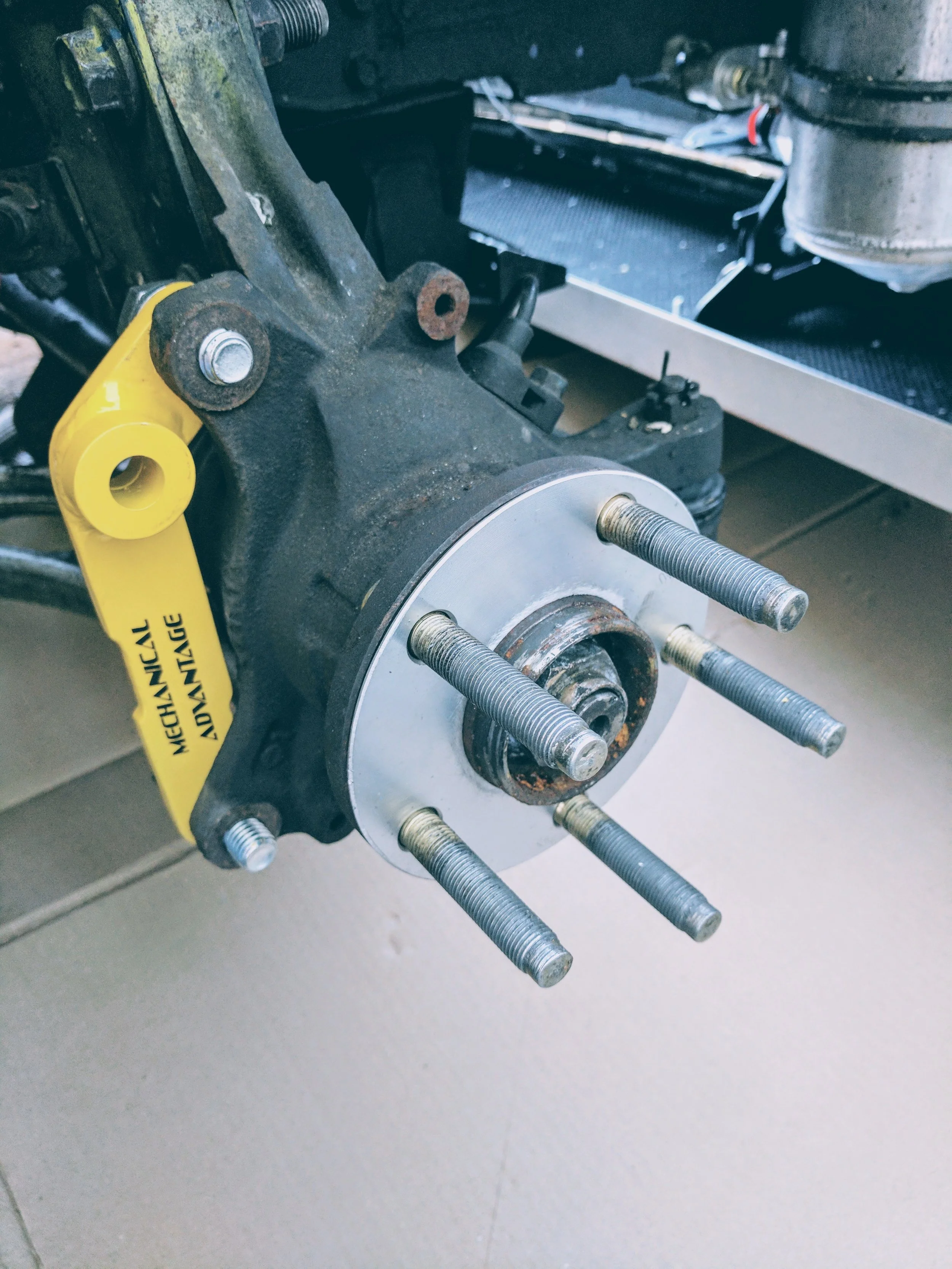 Caliper brackets installed