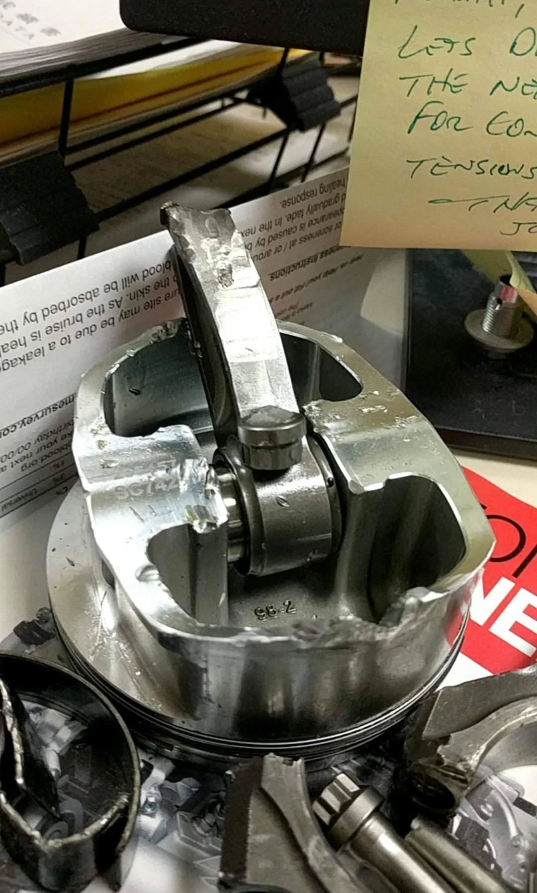 Contact mark with bolt head in place