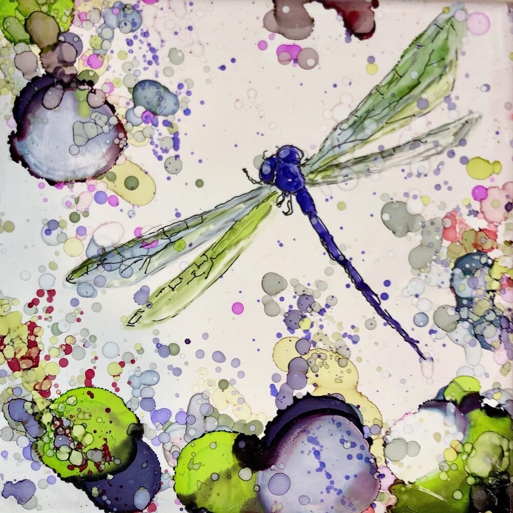 Dragonfly 6x6 Alcohol Ink Tile — Brian D. Payne Studio - Original Art and  More