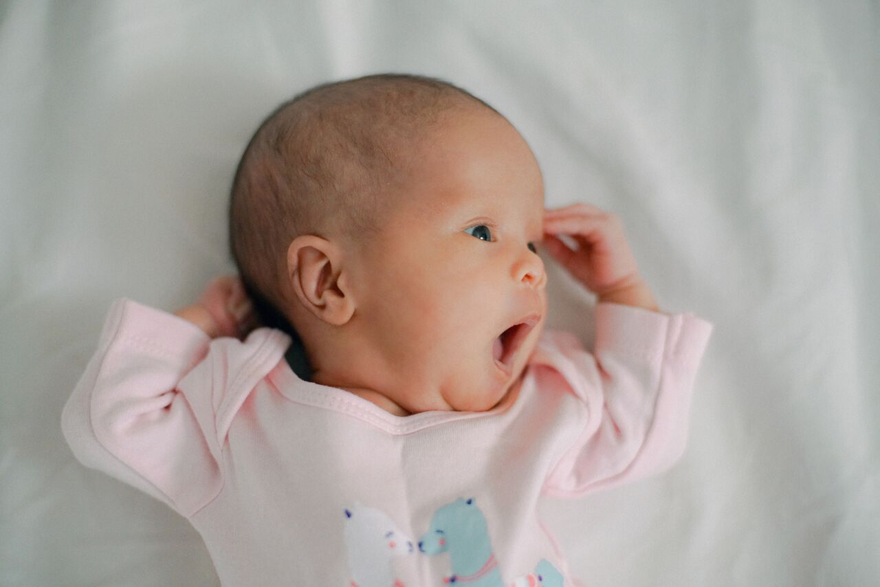 Still from the same Happy Folks Studio shoot: three-week-old Lilibubs <3