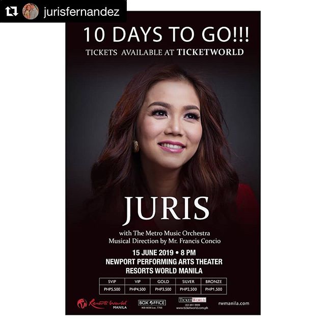 Excited for this!! I&rsquo;m sure many of you will agree when I say that Juris is one of the most gifted and impeccable Filipino singers of all time ♡ happy 10th anniversary as a solo artist, Jujuju!! God bless you!! See you!! .
#Repost @jurisfernand