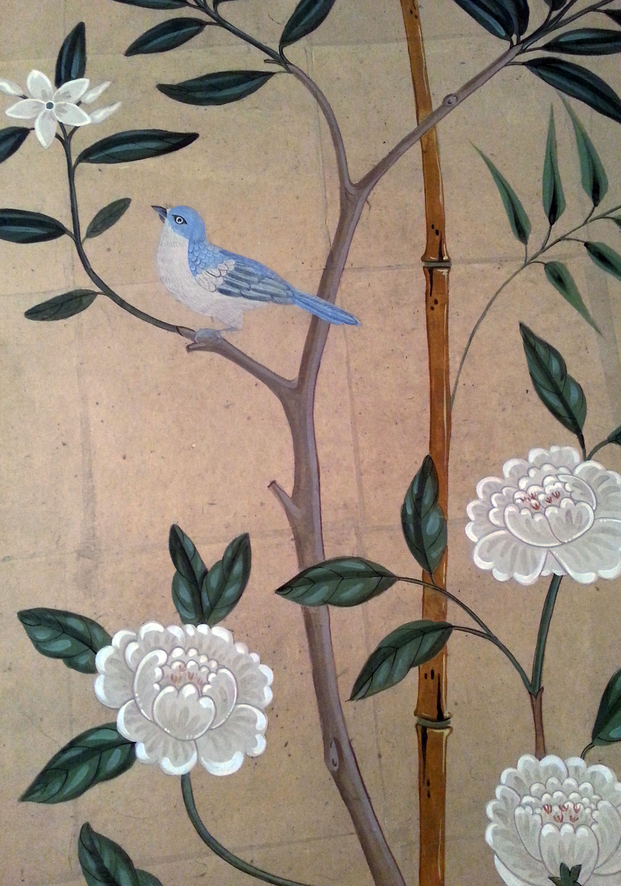  Hand painted Chinoiserie style panels. Painted on paper. Private commission for a ballroom in Buckinghamshire. 