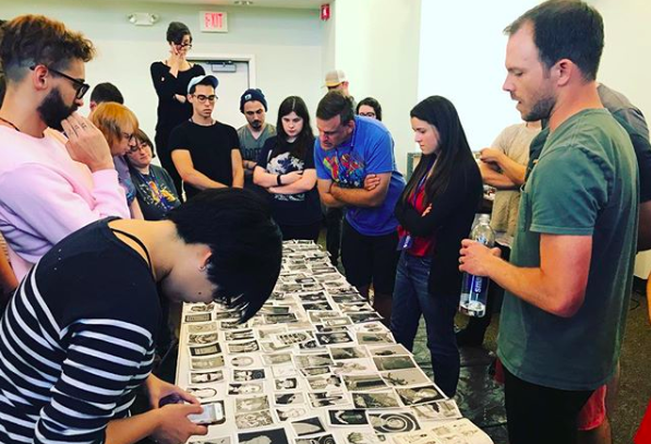 Edward Kinsella walks a workshop through his images for an artist lecture.