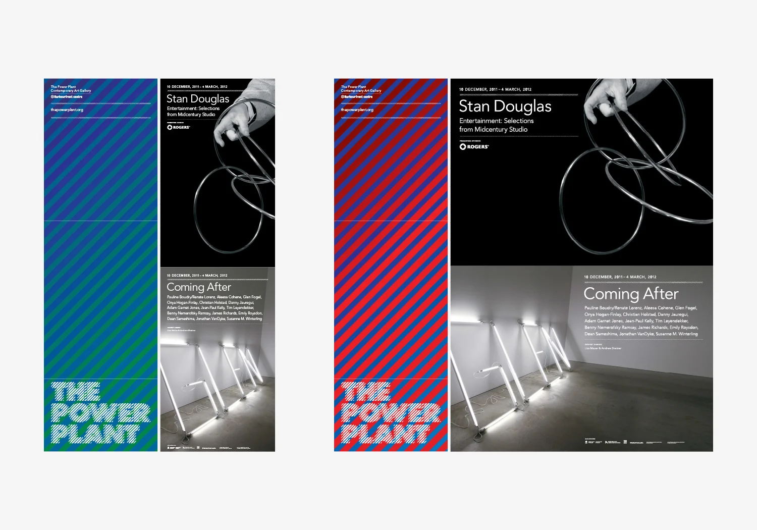 Exhibition banners system: creating economy by pairing a permanent branding banner with changing exhibition banners.