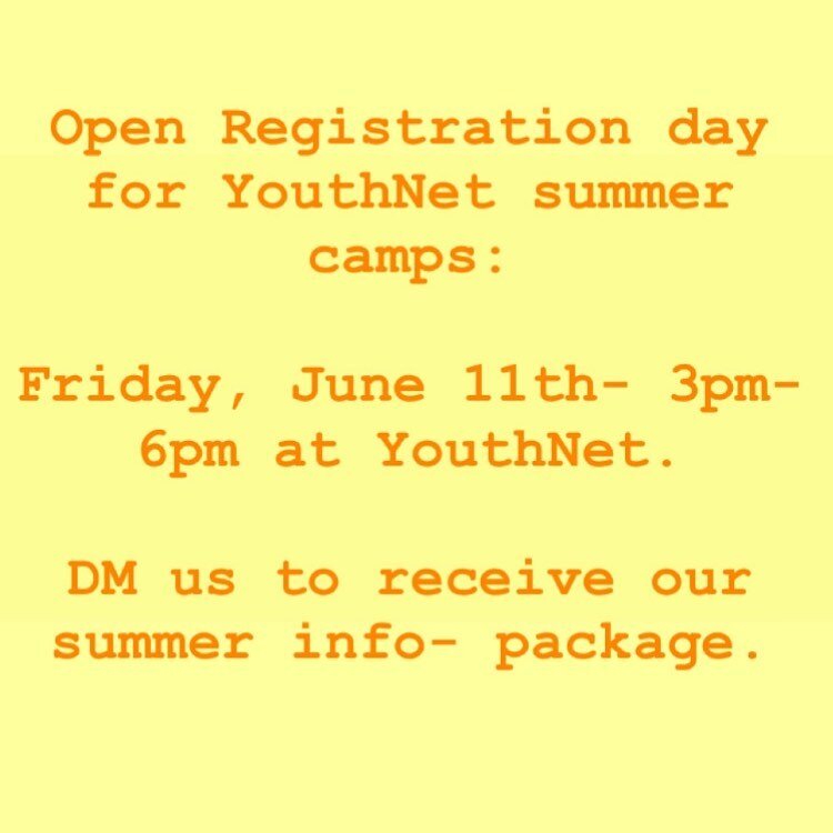 Our YouthNet Summer Camp Info-Package is now available! Please DM us to receive it. Our open-registration will take place at YouthNet on Friday, June 11th, from 3pm to 6pm. See you there!