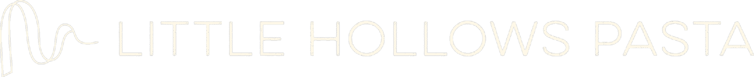 Logo with a cavatelli pasta illustration and the text "Little Hollows Pasta"