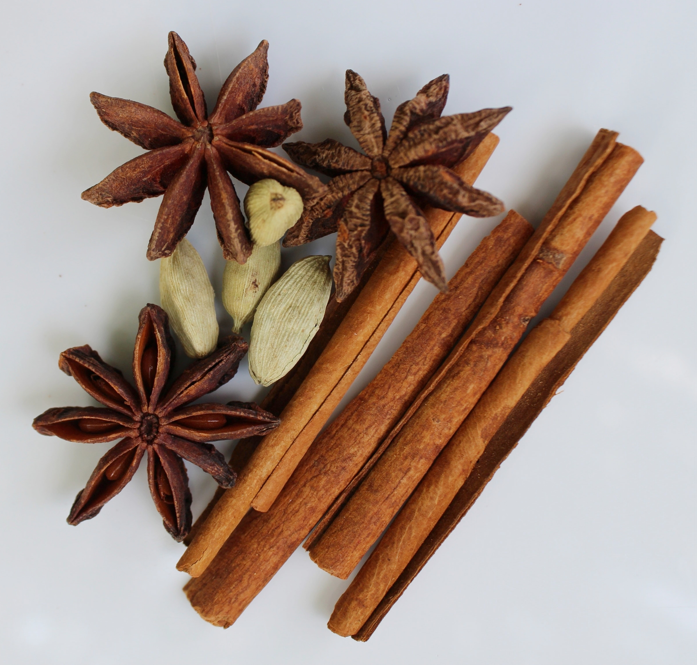 Cardamom, cinnamon, and star anise