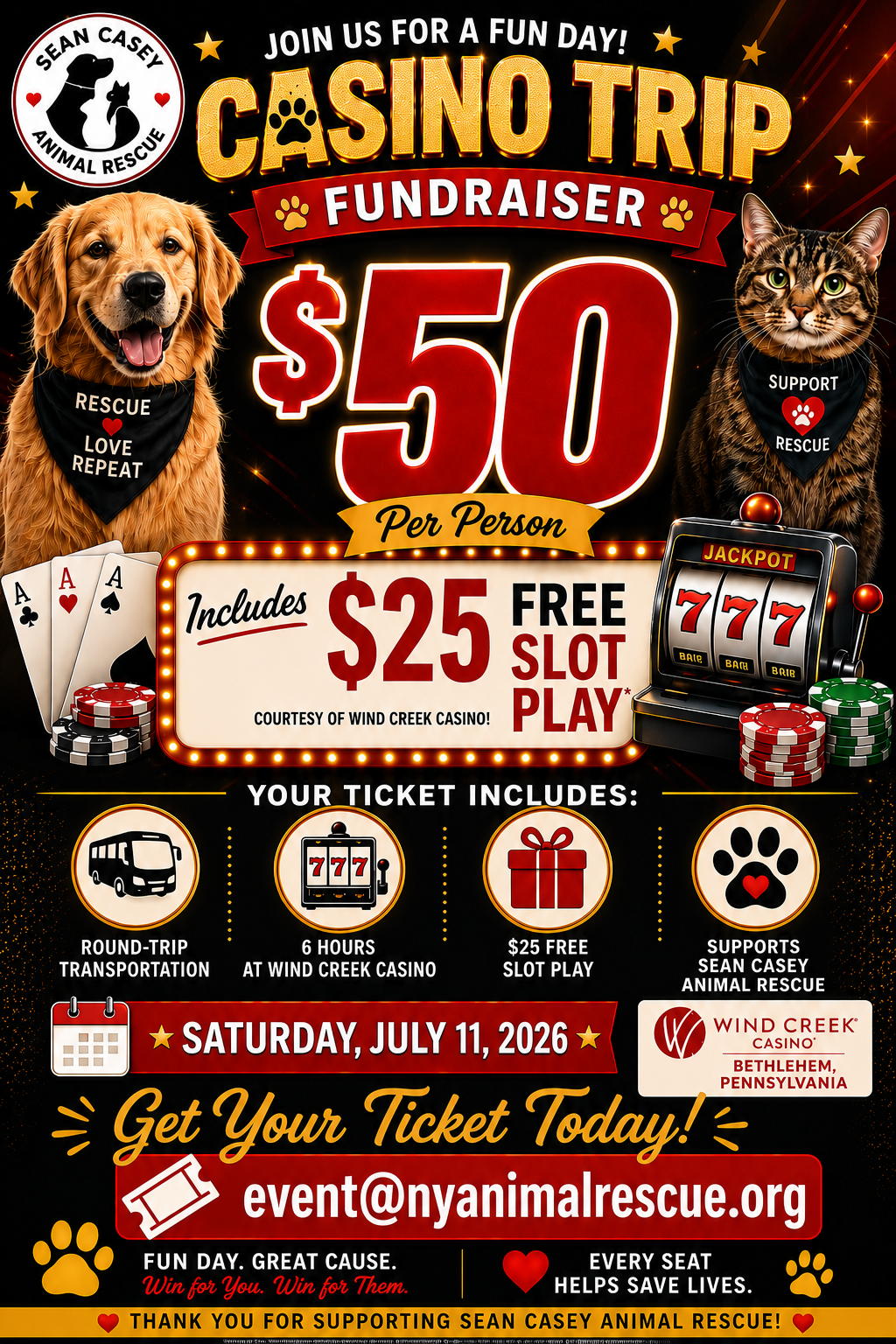 Join Us for Lucky Paws Casino Trip Fundraiser!