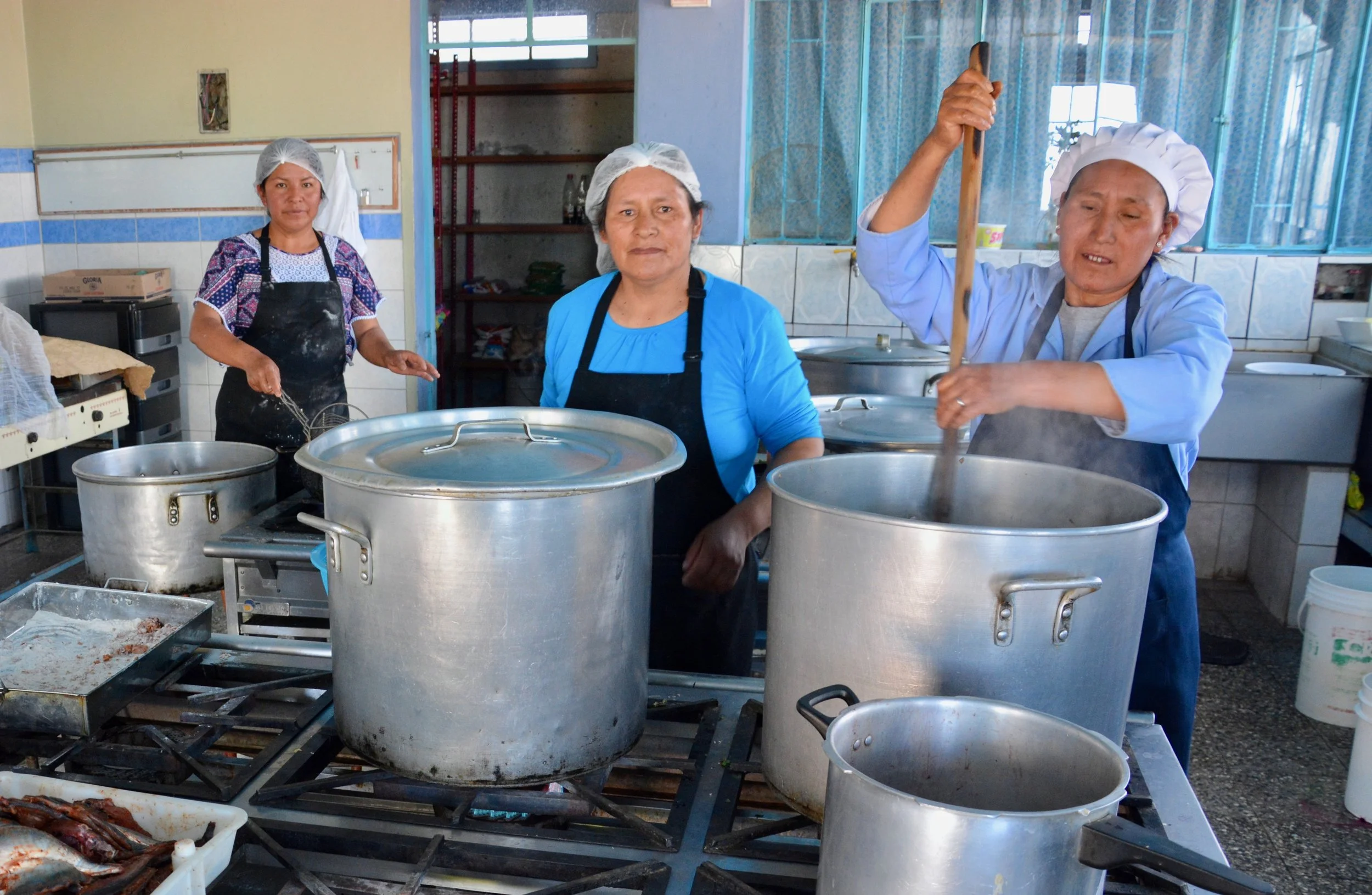 Isabel, Toribia and Vilma, the women behind the food program. 