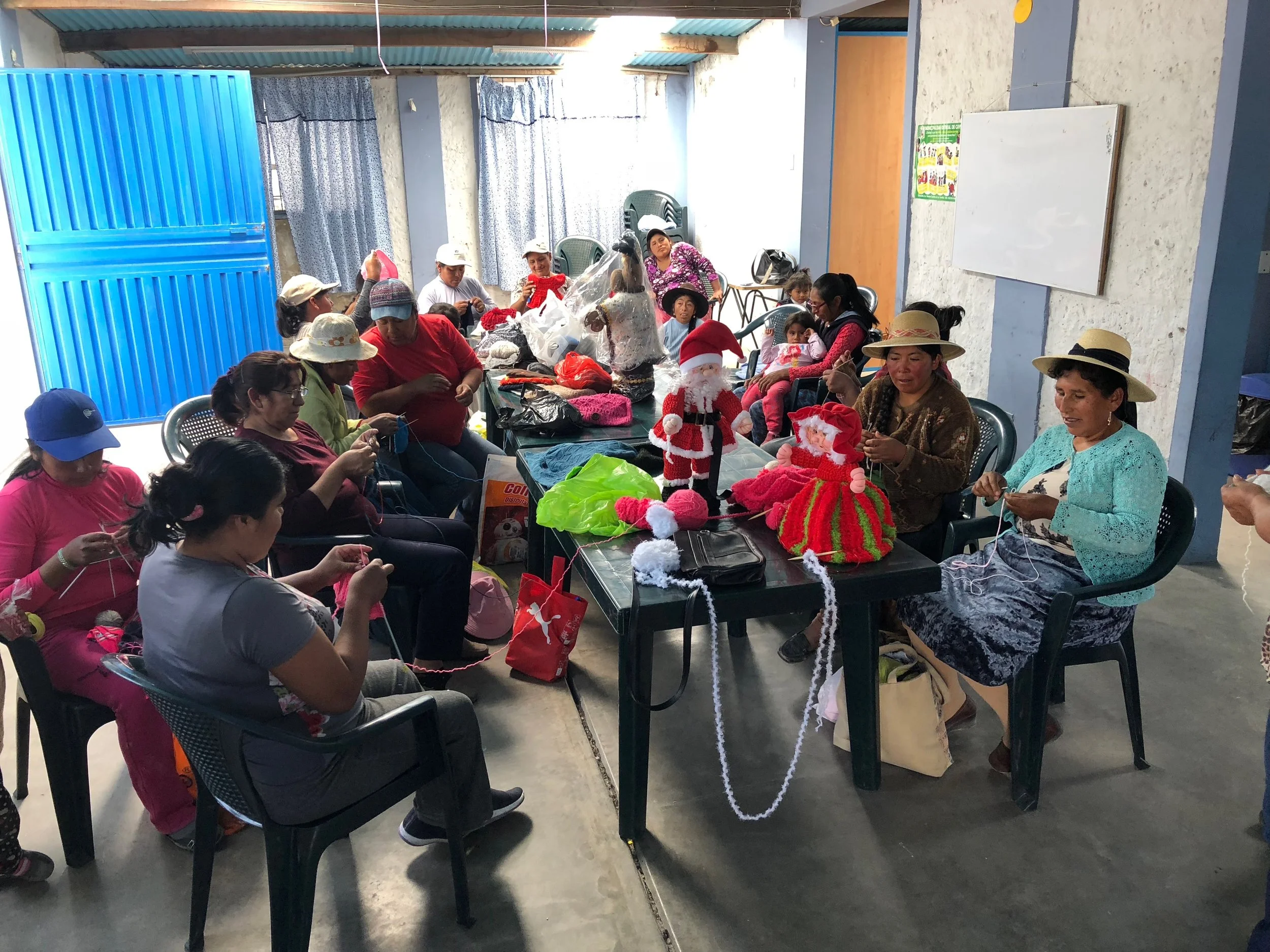 The women's group preparing Christmas crafts