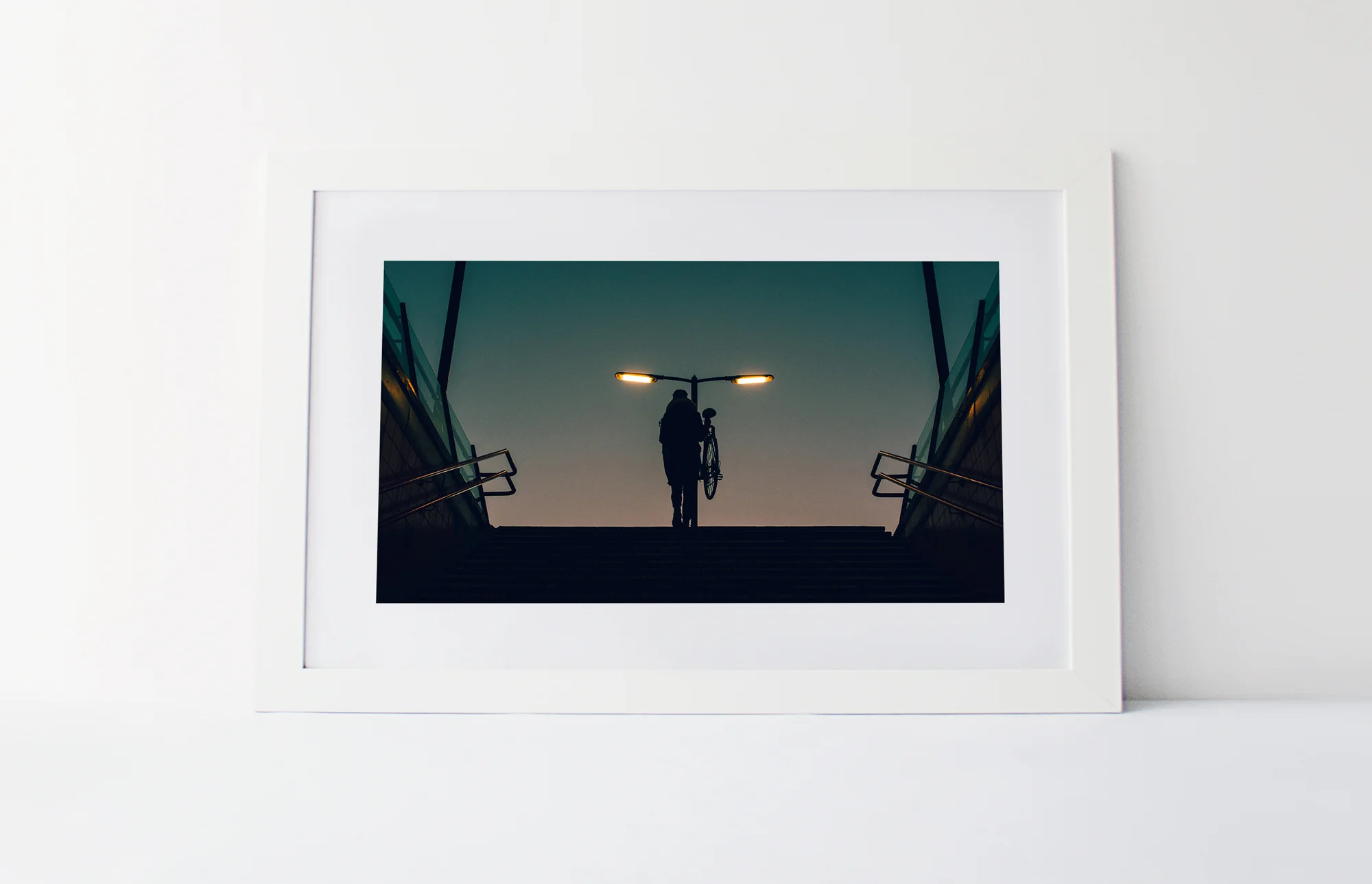 Bike at dawn 40cm x 60cm print Frame included