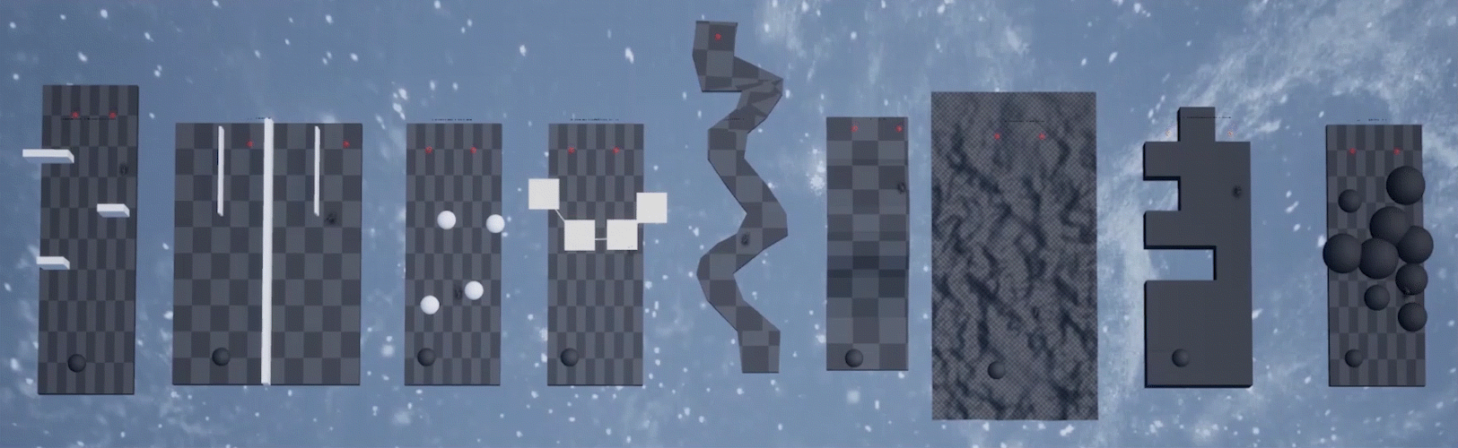 Top-down view of the Rabbit Hell unit test scene