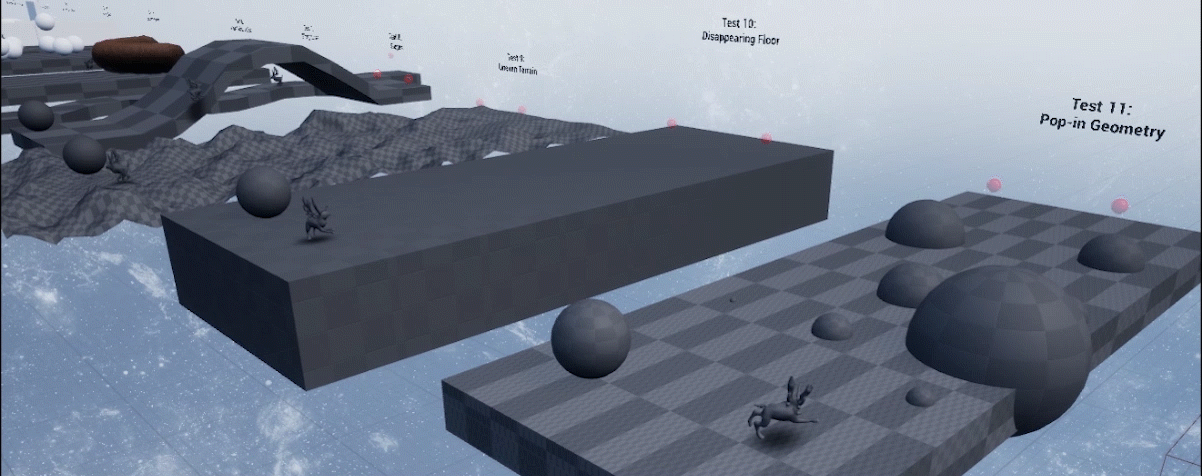 Virtual rabbits navigating a series of "unit test" obstacle courses