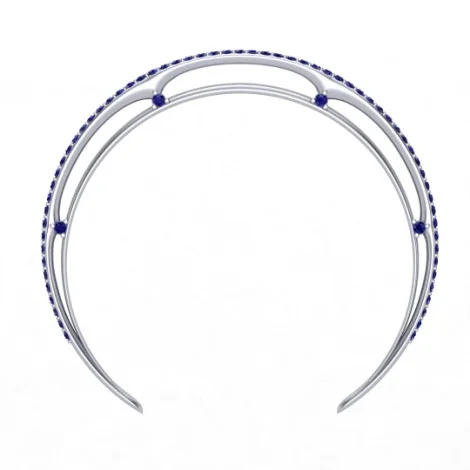 "Beyond by Takayas" - Eclipse Bangle - 18K white gold with blue sapphire accent stones