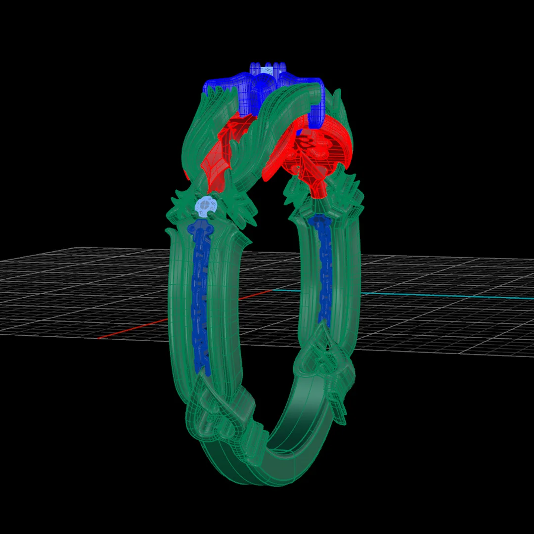 CAD wire frame rendering of Maria’s ring