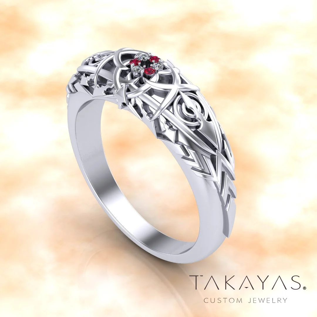 Final Fantasy Xiv Black Mage Inspired Wedding Band Takayas Custom Jewelry