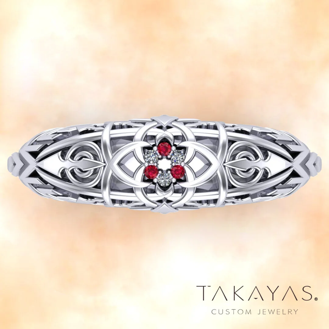 Final Fantasy Xiv Black Mage Inspired Wedding Band Takayas Custom Jewelry