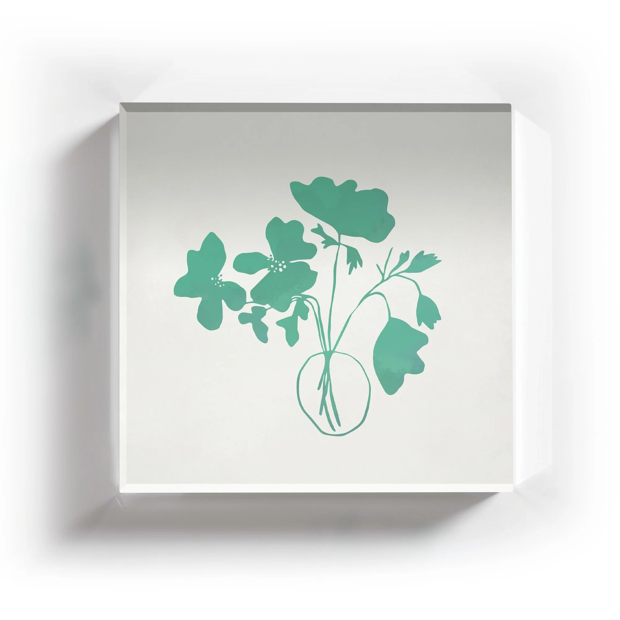 Acrylic coaster displaying airy, artistic florals with fine detail.