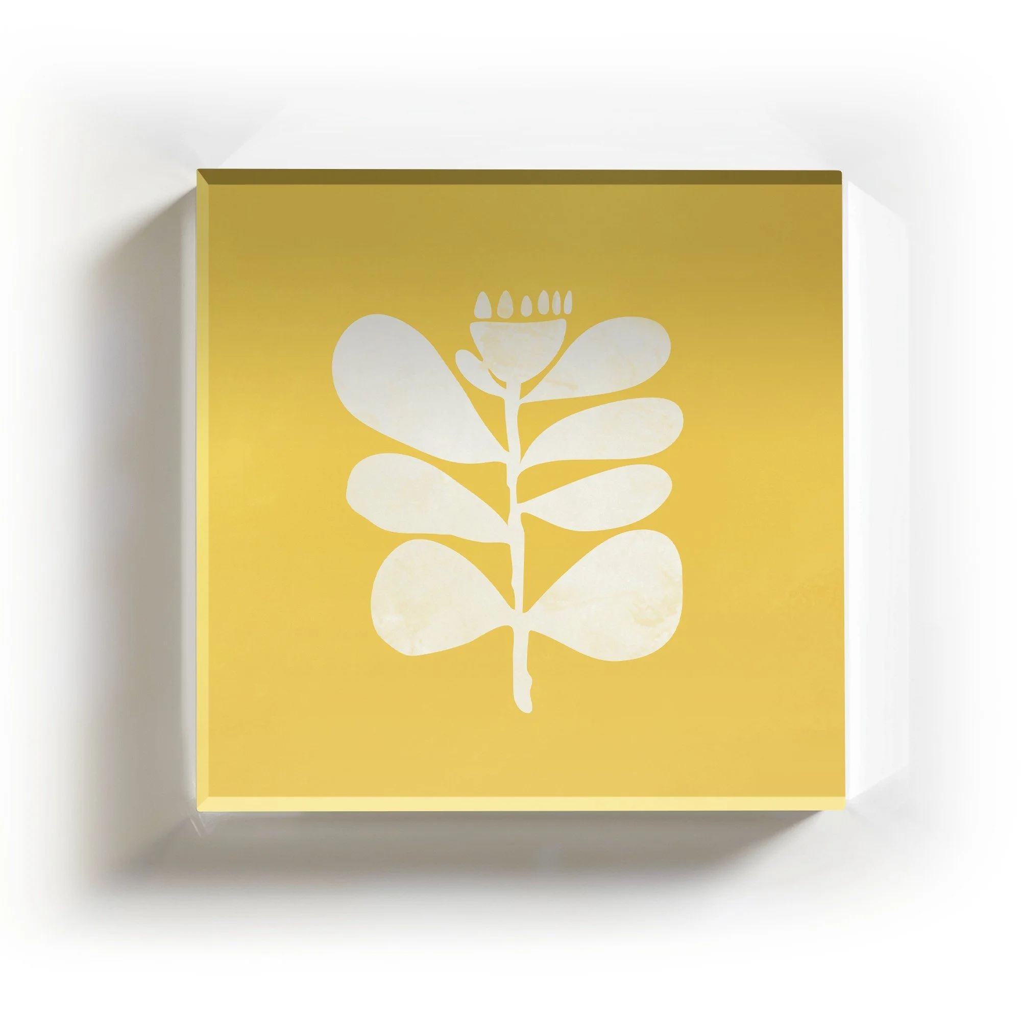 Golden floral acrylic coaster showcasing vibrant, warm blossoms.