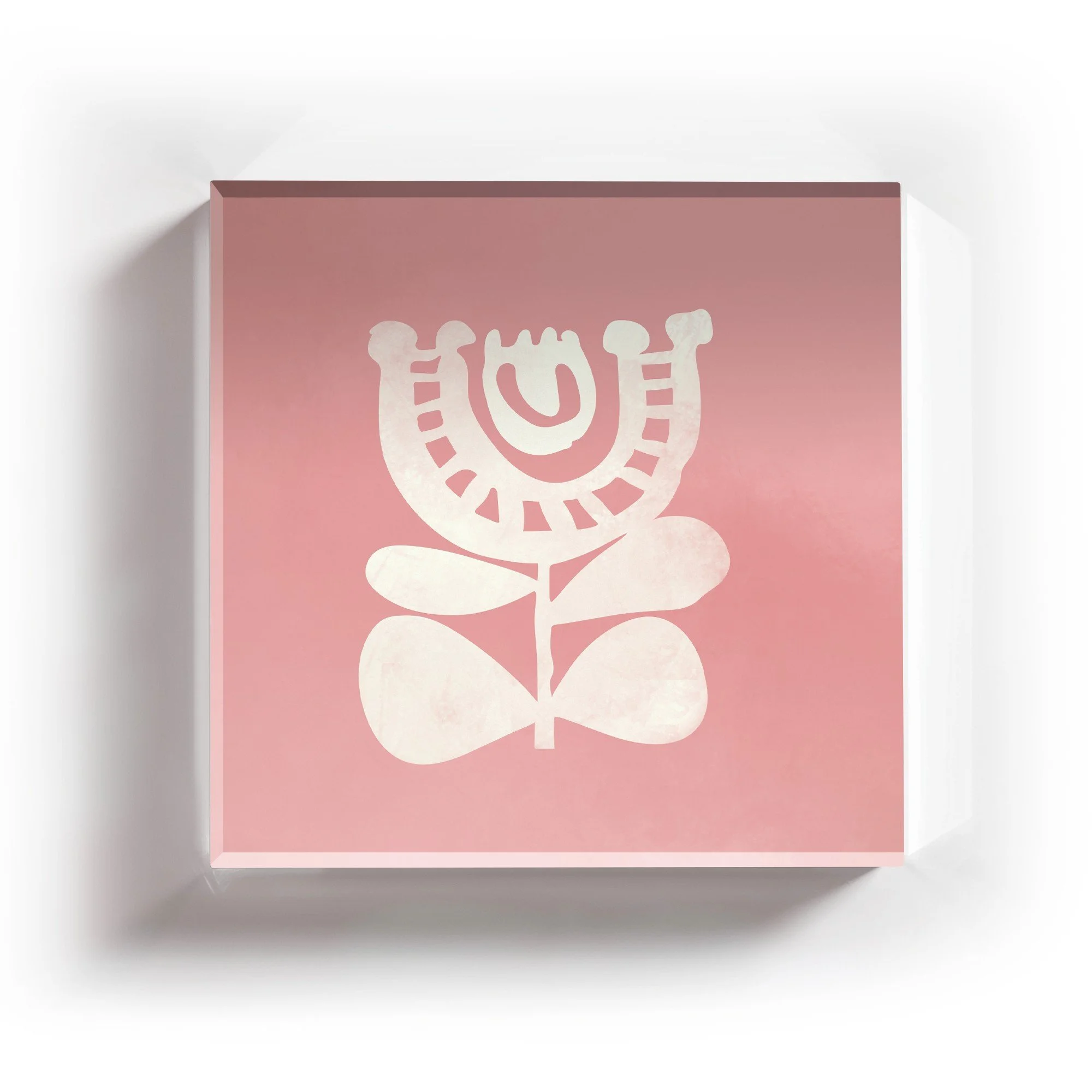 Pink blush rose acrylic coaster with elegant, detailed petals.