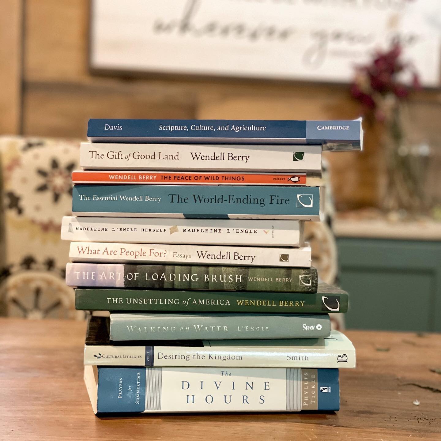 Who are the authors who have impacted you most?
.
For me it&rsquo;s Wendell Berry, Madeline L&rsquo;Engle, Dallas Willard, James K.A. Smith, Phyllis Tickle, Parker Palmer... 
.
.
.
#bookstack #readinglife #spiritualformation #amreading