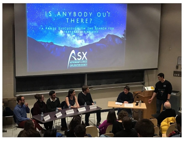 University of Toronto ASX Panel Discussion: Is Anybody Out There? Ben K. D. Pearce (far left) and panel discussing the requirements and search for life beyond Earth. March 7th, 2018.