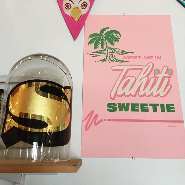 #previnylettes artwork in the studio! Gilded bell jar* by @amsterdamsignpainter_miranda and Taco Bell showcard by @kelllygolden *While transporting this piece, I broke it, so I bought it. Because I bought it, I wanted to glue it back together. Mirand