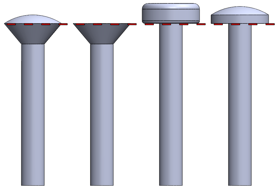 The dashed line indicates the starting measure point for a screw. All the screws shown here have the same length . Image Source: www.jayconsystems.com