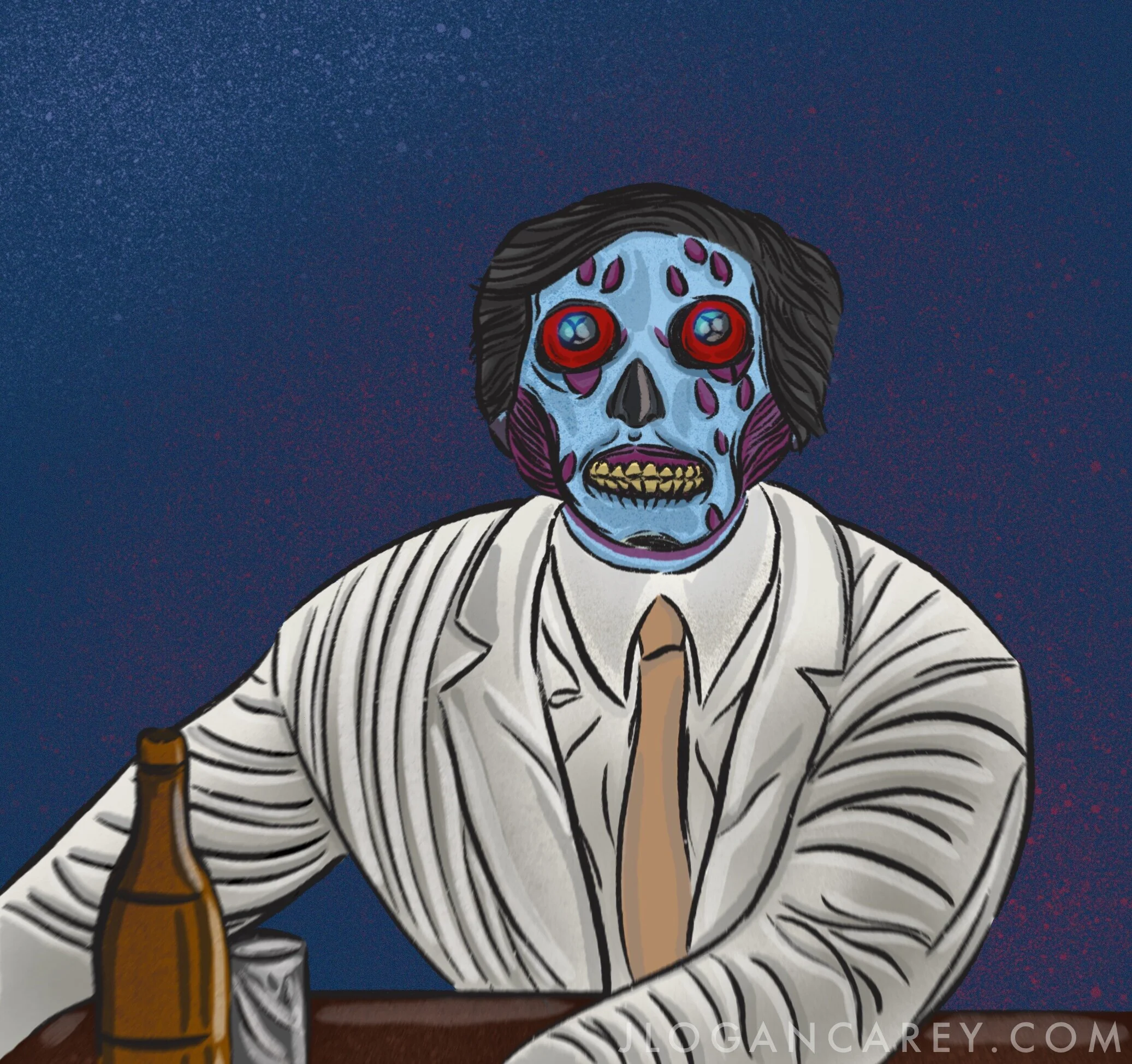 A sketch I did a while ago of the Ghoul watching TV in the bar.