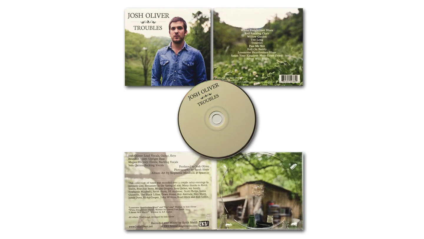 Josh Oliver Troubles CD Package | Layout and Concept. Photography by Sarah Shute.