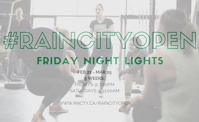 *Happening every Friday/Saturday from Feb 21st to March 25th*
・・・
&lsquo;Friday Night Lights&rsquo; at 7pm. Come hangout, compete, and watch your fellow #RAthletes throw down for 5 weeks of the CrossFit Open.

Saturday morning 11am Team WOD will be r
