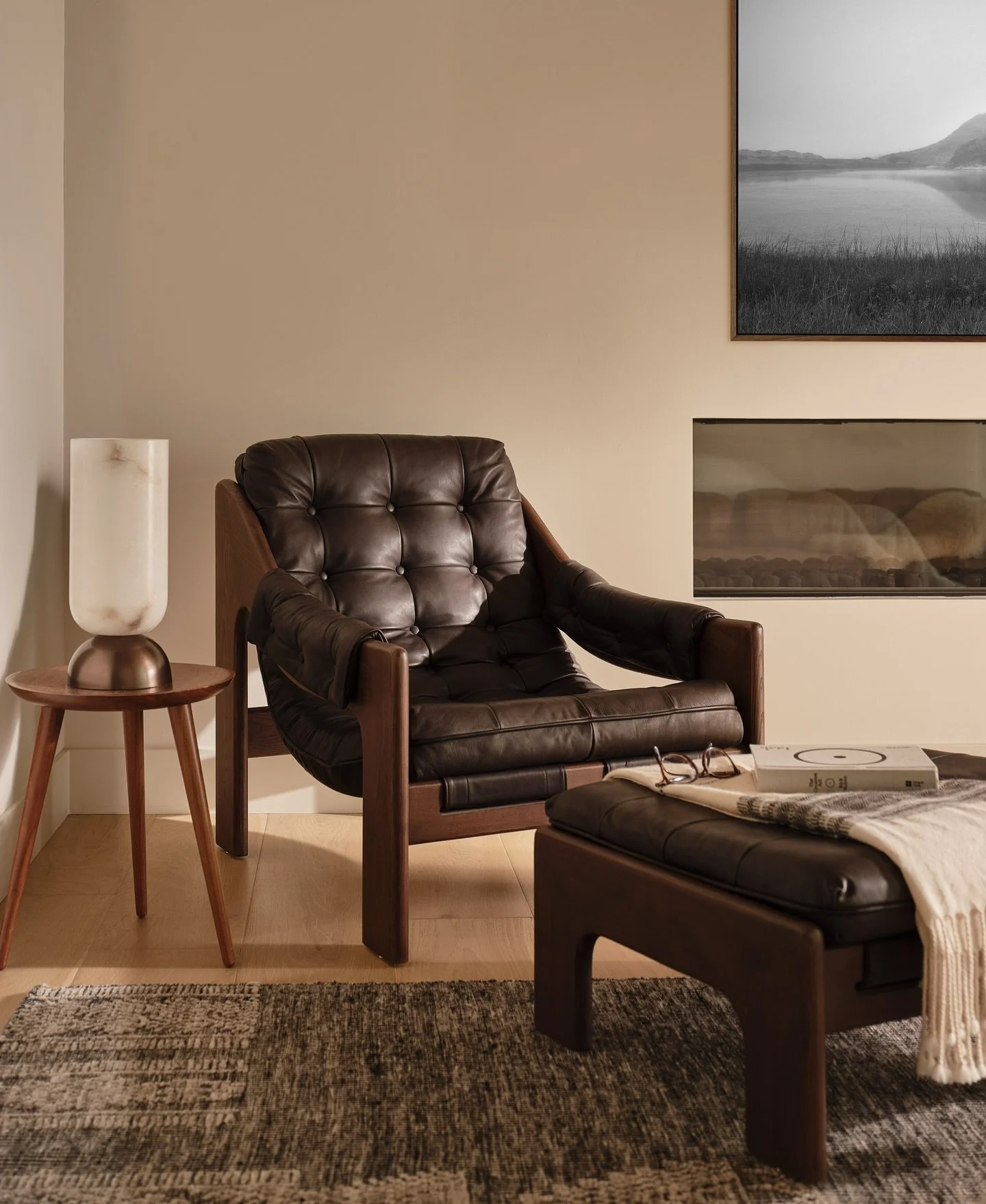 A quiet corner designed for pause.

In this Sausalito residence, warmth comes from restraint &mdash; layered materials, thoughtful proportions, and pieces chosen to feel lived in rather than styled. Every detail was considered to support daily life w