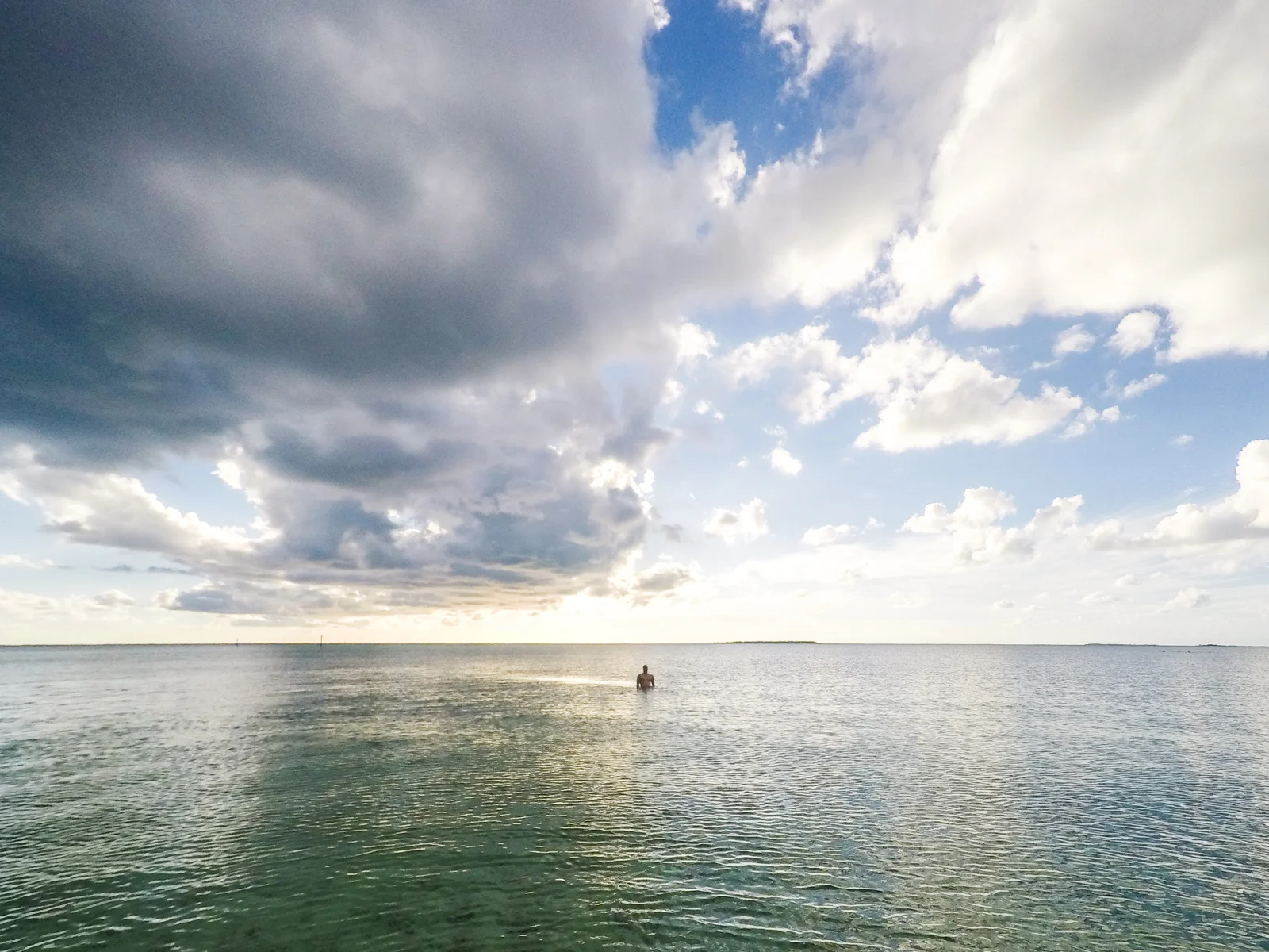 Jamie on a rare pause in the Sea of Abaco.