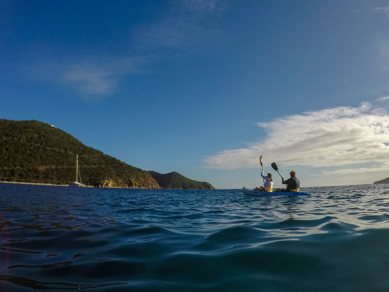Rick and Myssie accompany us on kayak on our afternoon swim.