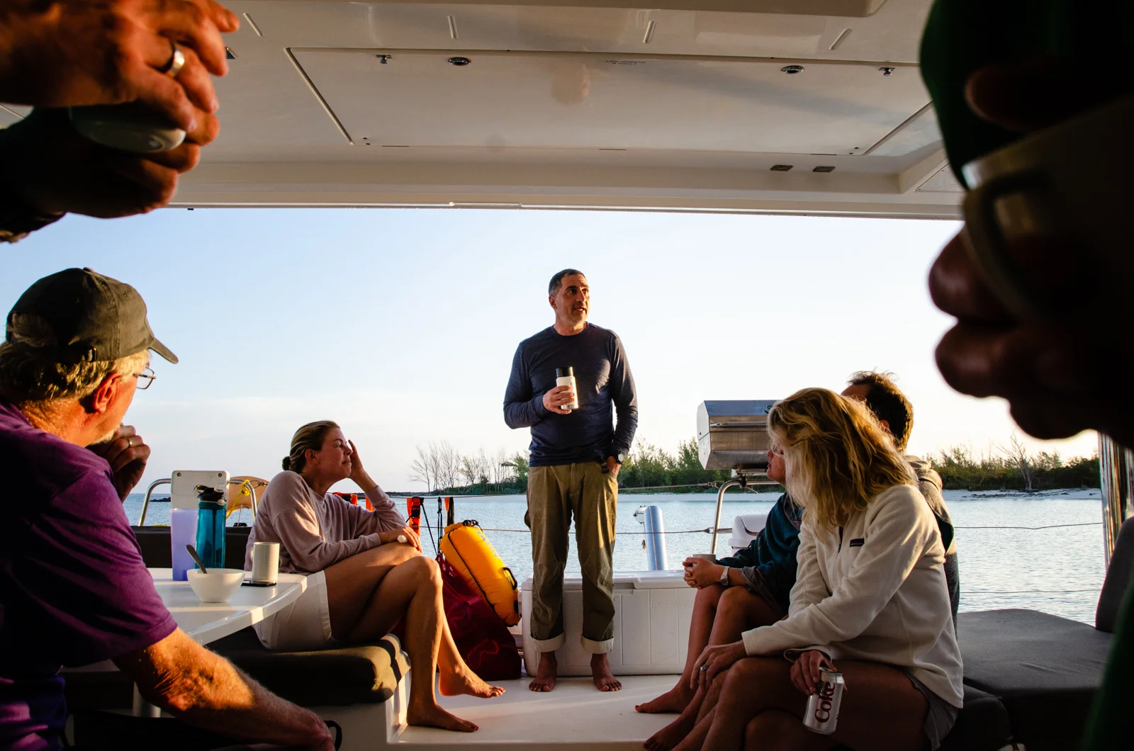 Dave giving the morning swim briefing.