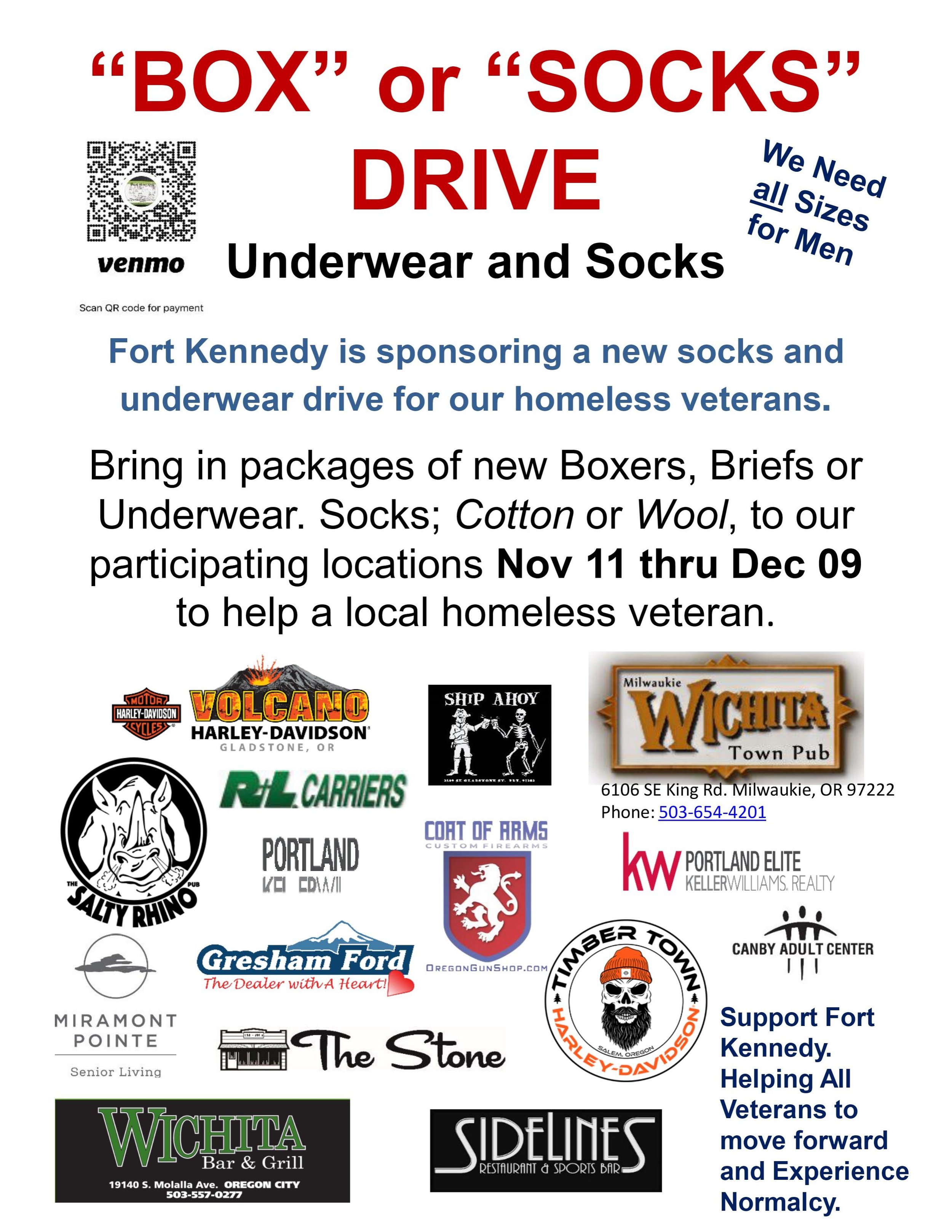 Box or Socks Drive — Fort Kennedy