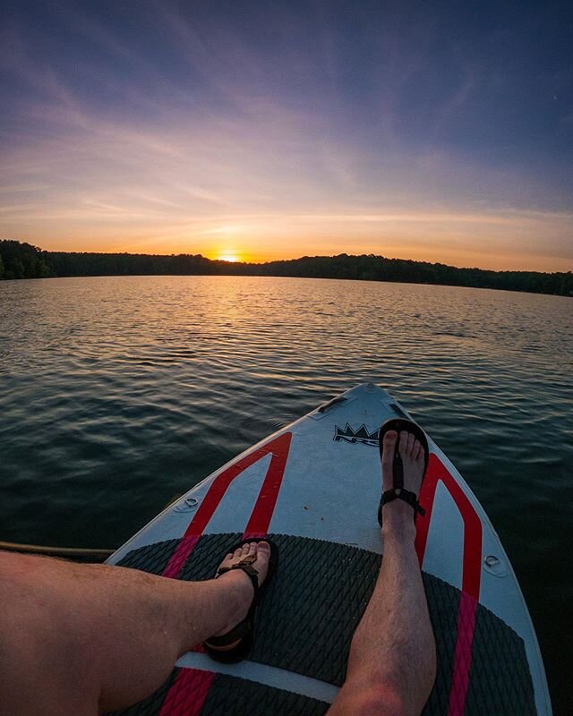 Sunrise from the board. It was nice getting back on the water with @meghanbelly before heading back home. #optoutside #discoversc #southcarolinastateparks #scstateparks #sup #sunriseonthewater #bedrocksandals