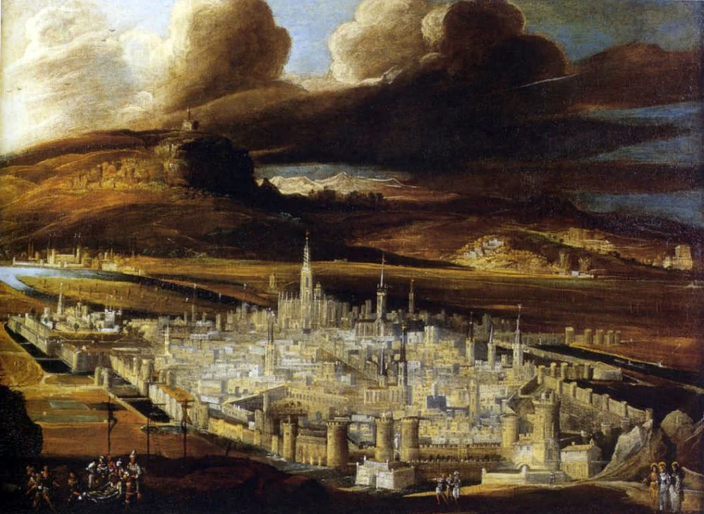 Isle of Aryan. Vue de Metz et descente de croix, Monsù Desiderio, c. 1620