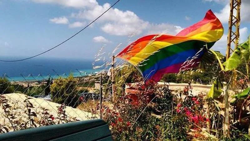 De regenboogvlag in Libanon, bij de Pride vorig jaar BEIRUT PRIDE