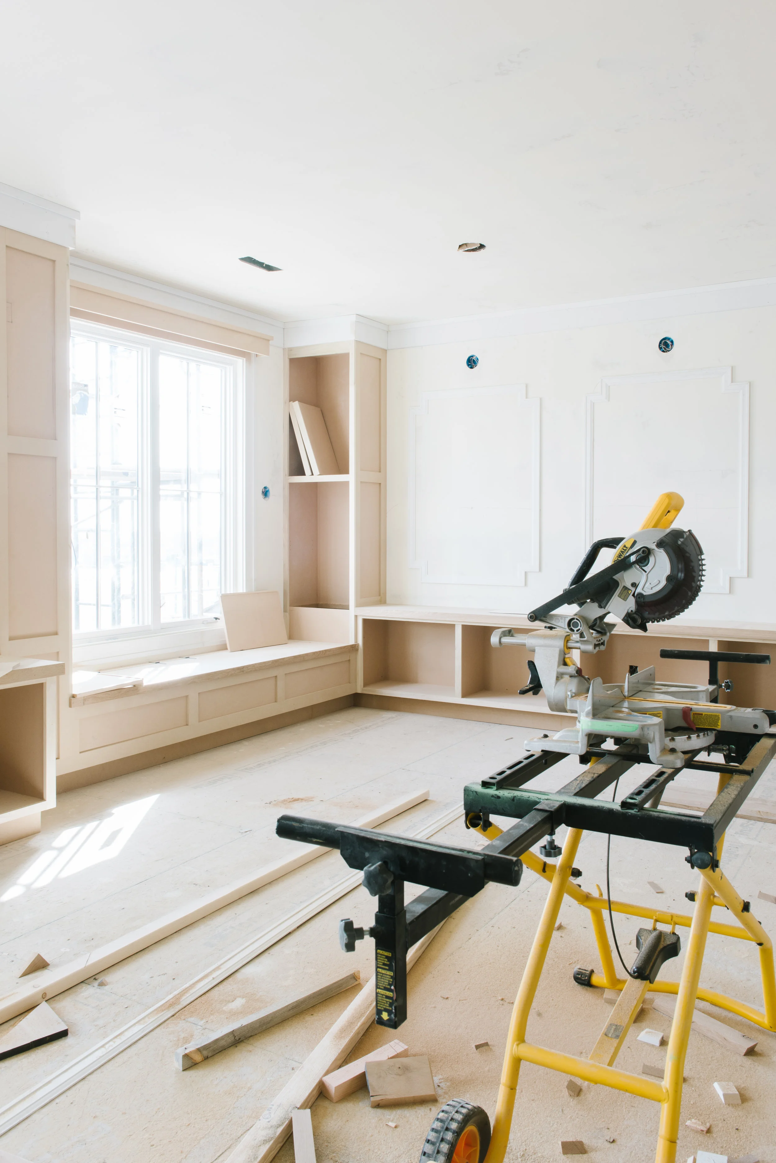 LOFT WINDOW SEAT, ART WALL, AND BENCH WITH STORAGE CUBBIES