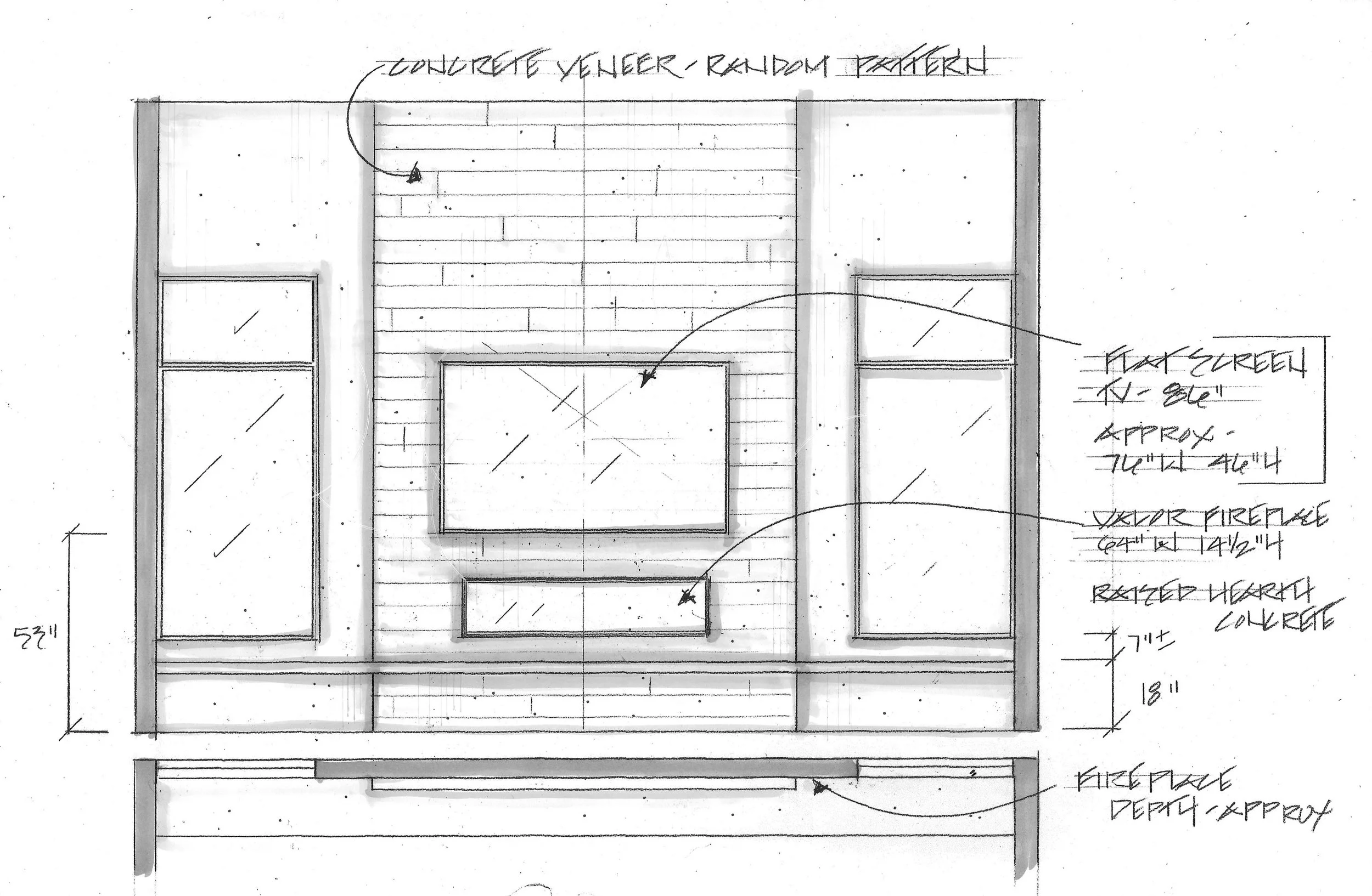 OPTION B - RAISED HEATH ONLY. NOTICE HOW IT GOES ALONG THE ENTIRE LENTH OF THE WALL.