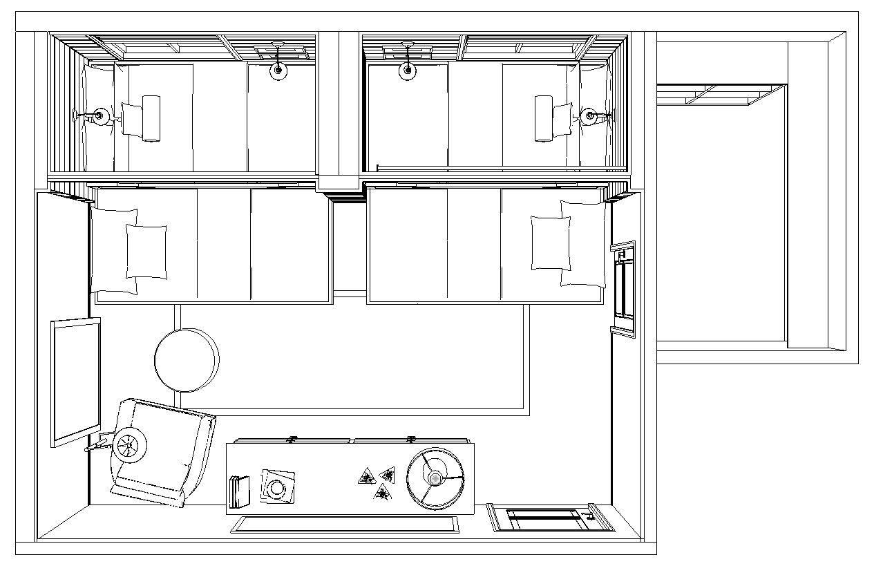 TRUNDLE BED PERSPECTIVE PLAN WITH TRUNDLES PULLED-OUT