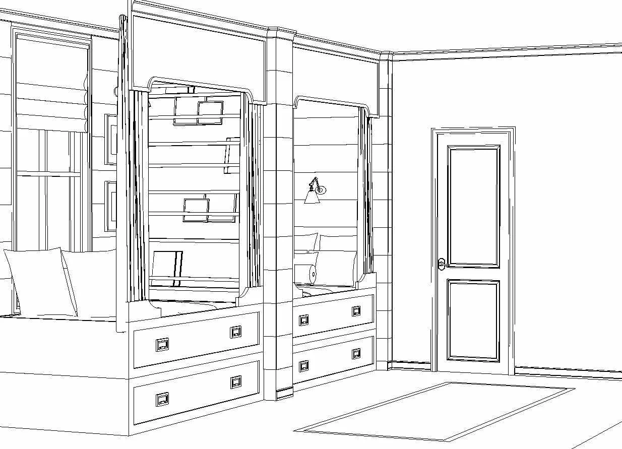 TRUNDLE BED PERSPECTIVE WITH CURTAINS