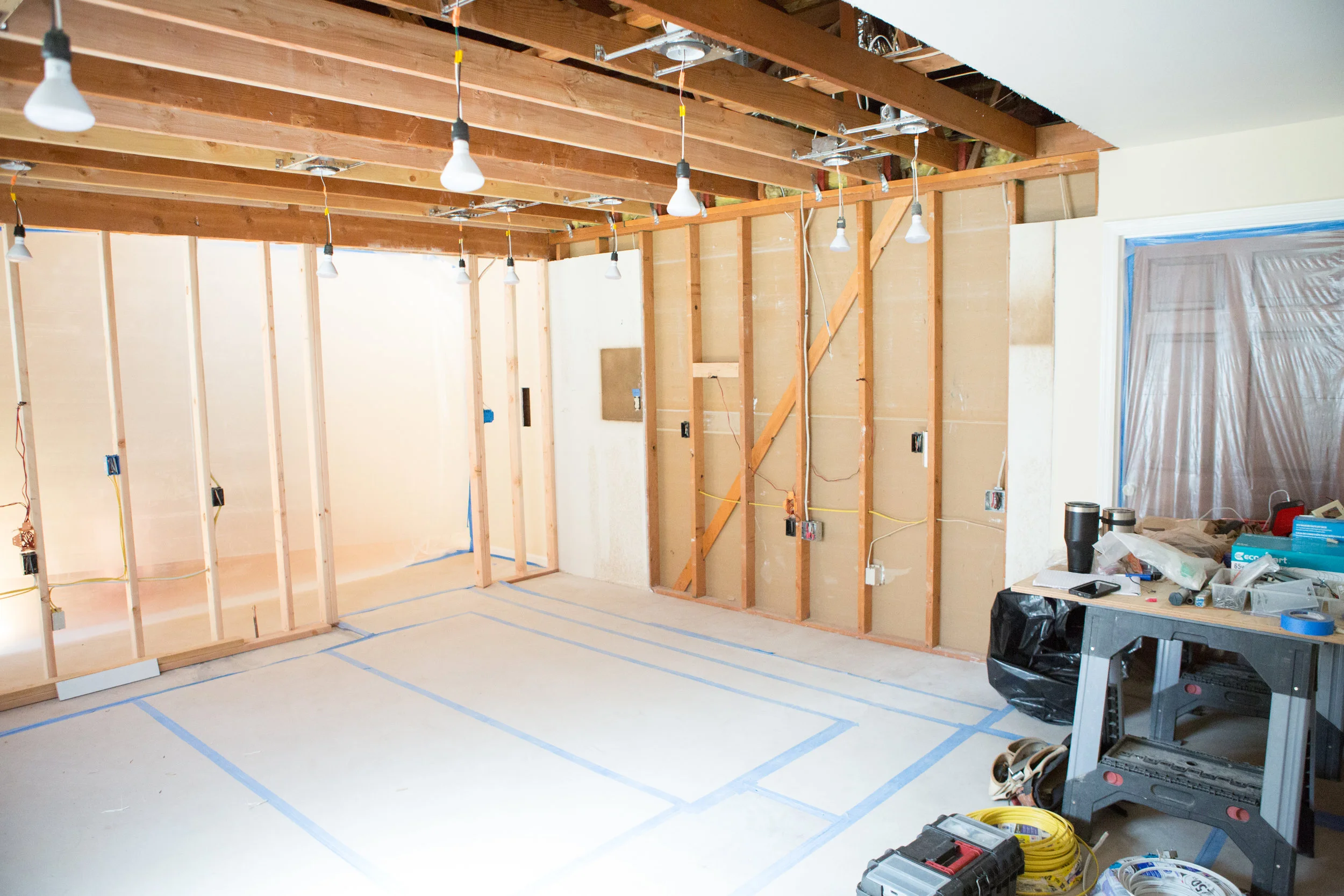 EXISTING REFRIGERATOR WALL TO THE LEFT AND STOVE TOP WALL TO THE RIGHT.