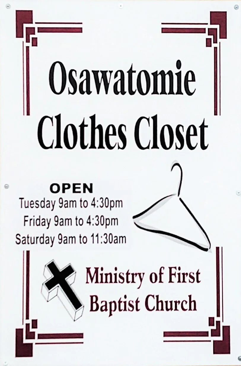 The Clothes Closet Ministry — First Baptist Church of Osawatomie FBCOZ