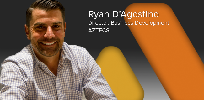 NEW HIRE ANNOUNCEMENT - Director of Business Development IRVINE | August 21, 2017 - Aztecs is pleased to announce and welcome Ryan D'Agostino as its new Director of Business Development. Ryan will be responsible for leading Aztecs’ sales, marketing, and customer support efforts and for ensuring that Aztecs meets the specific needs of each of its customers.