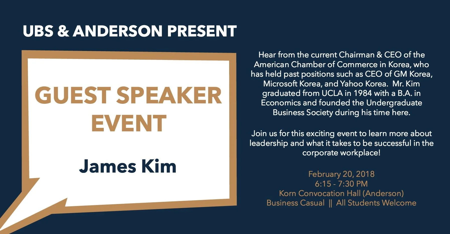 UBS & Anderson Guest Speaker Event: James Kim