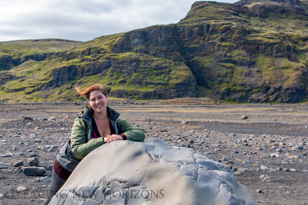  Posing on a beautiful smooth glacial rock 