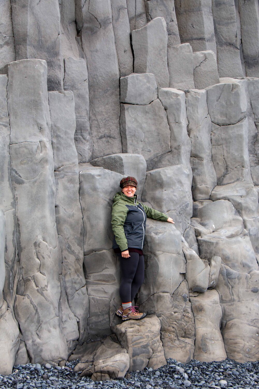  Beth on the basalt columns at Reynisfjara  
